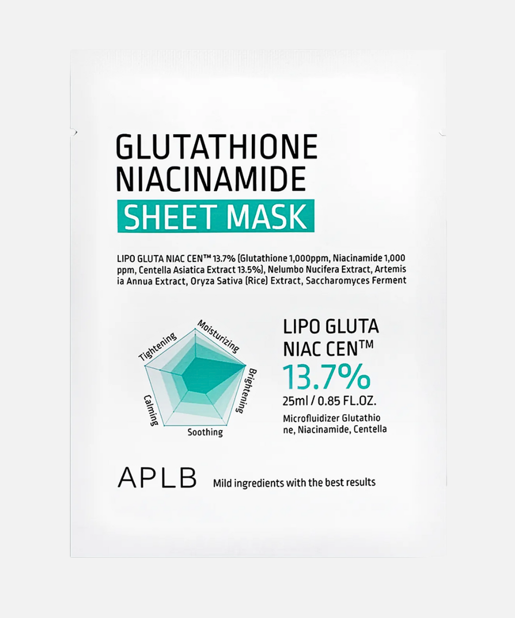 APLB - Glutathione Niacinamide Sheet Mask 1 PC | Mascarilla iluminadora y antimanchas