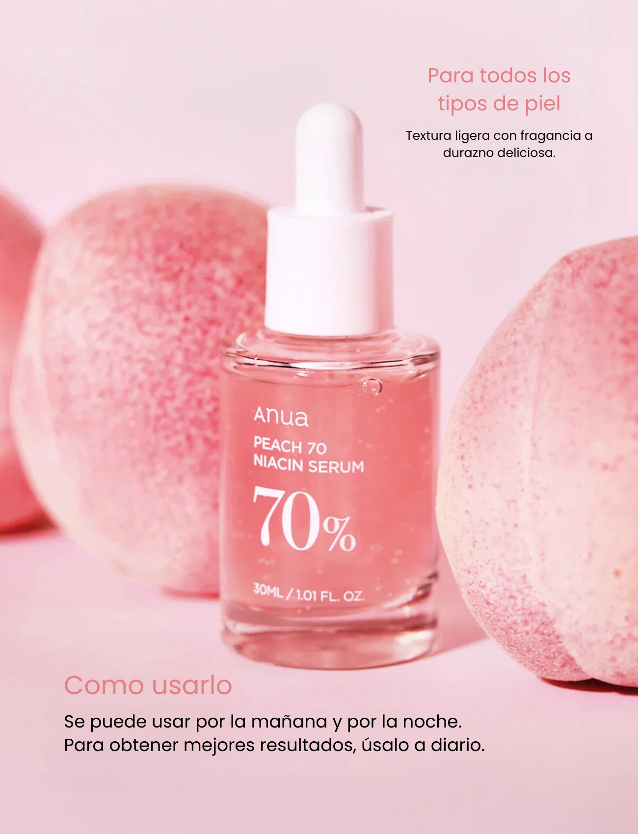 ANUA - Peach 70% Niacinamide Serum 30 ML | Suero luminosidad y brillo