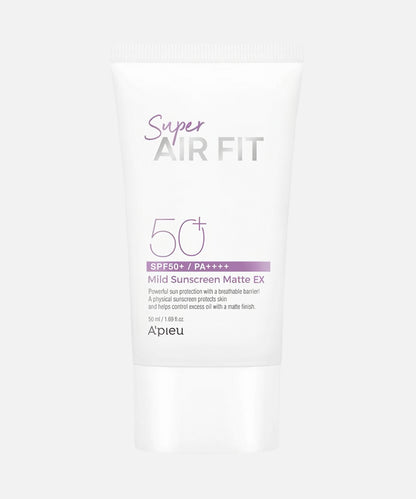 A’PIEU - Super Air Fit Mild Sunscreen Matte SPF50+ PA++++ 50ml | Protector solar iluminador mate