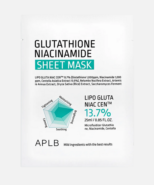 APLB - Glutathione Niacinamide Sheet Mask 1 PC | Mascarilla iluminadora y antimanchas